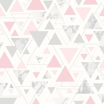 Chantilly Geometric Marble Triangle Wallpaper Pink / Grey Debona 5013