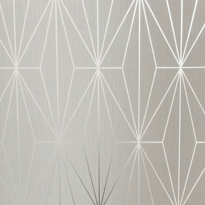 Kayla Metallic Geometric Wallpaper Fawn / Silver Muriva 703011