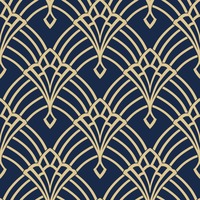 Image of Waldorf Art Deco Wallpaper Navy / Gold World of Wallpaper 274447