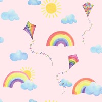Image of Over the Rainbow Flying Kites Wallpaper Pink / Multi Holden 91021