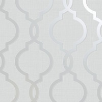 Image of Laticia Geometric Trellis Wallpaper Grey and Silver Holden Decor 65490