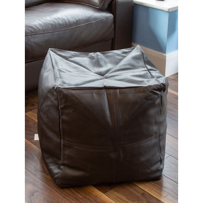 Brown Faux Leather Bean Cube, Footstool - Cross