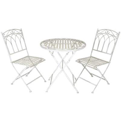 Wrought Iron Bistro Set - Antique White