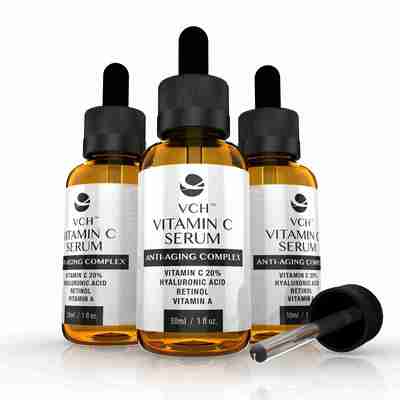 VCH 20% Vitamin C Serum with Hyaluronic Acid, Retinol & Vitamin A - 3 Bottles (90ml)