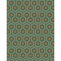 Image of Hicks' Hexagon by Cole & Son - Blue & Gold - Wallpaper - 95/3018