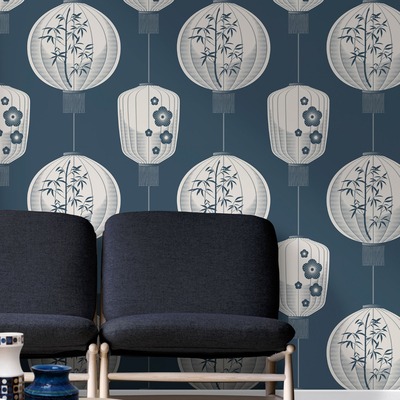 Lucky Lantern Wallpaper Washed Denim Mini Moderns AZDPT045WD
