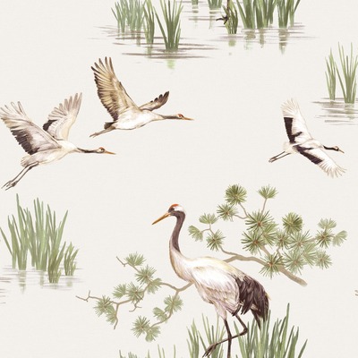 Heath Cranes Wallpaper White Holden 91150