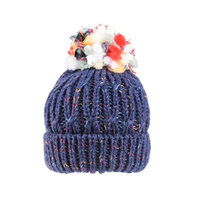 Image of Deckie Chunky Knit Pom Pom Hat - Navy