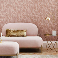 Image of Elle Decoration Wave Pattern Wallpaper Blush Pink 1015105