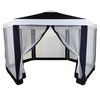 Hexagonal Gazebo with Mesh Sides Blue/Beige from Charles Bentley