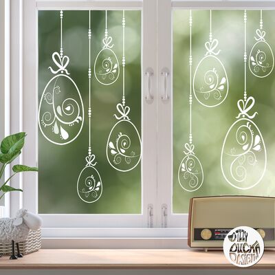 10 x Swirl Easter Egg Window Decals - Clear - Small Set