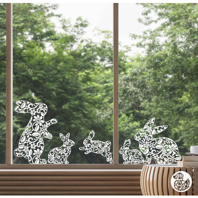 5 x Bunny Window Decals - Lace - Large