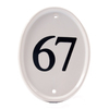 Image of White Oval Ceramic Engraved Number 16.5 x12.5cm