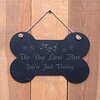 Image of Large Bone Slate hanging sign - "The Dog lives here you're just visiting"