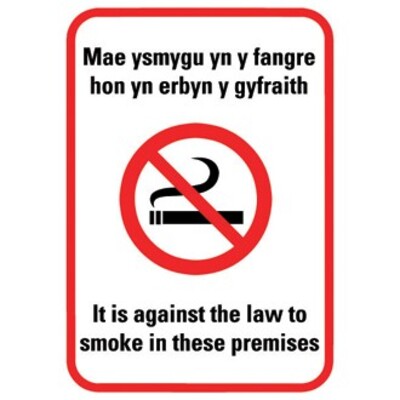 Welsh Against the Law Smoking Sign