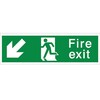 Image of Fire Exit sign - with arrow - go down left sign