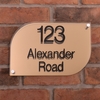 Image of Metallic Acrylic House Signs - Half Rounded Rectangle - Brushed Brass Effect - 30 x 20cm