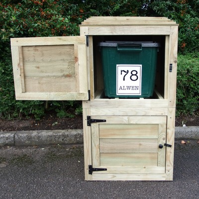 Wooden Recycling Bin Store with Doors - for 2 Bins