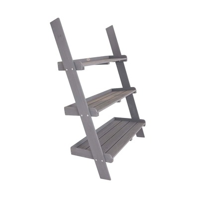 FSC&#174; 100% Certified Wide Wooden Ladder Planter - Grey