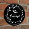 Image of Ceramic House Sign, Circle 24cm Diameter, Black, Engraved