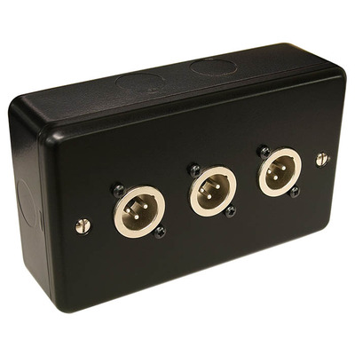 3 Way XLR 3 Pin Plate with Surface Mount Box - Male
