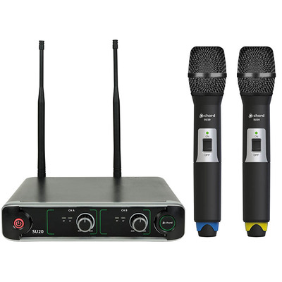 Dual UHF Handheld Microphone System with Receiver - 864.8 & 863.1MHz