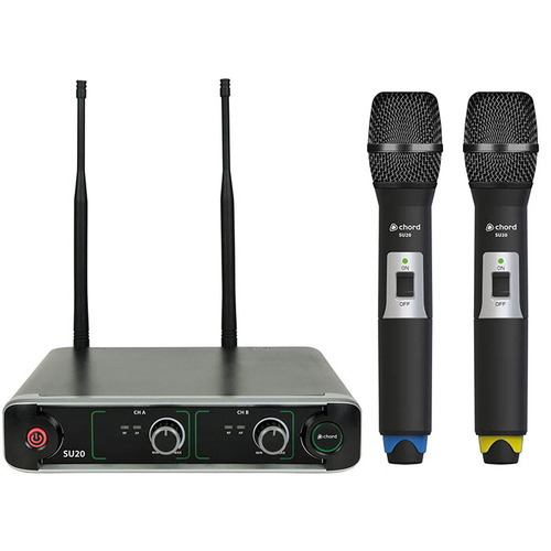 Dual UHF Handheld Microphone System with Receiver - 864.8 & 863.1MHz