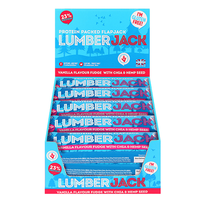 LumberJack Gluten Free Protein Flapjack  - Vanilla Fudge With Chia & Hemp Seeds 15 x 65g