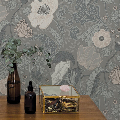 Apelviken 2 Anemone Wallpaper Grey Galerie 44102
