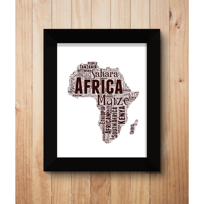 Personalised Africa Map Word Art Picture Print