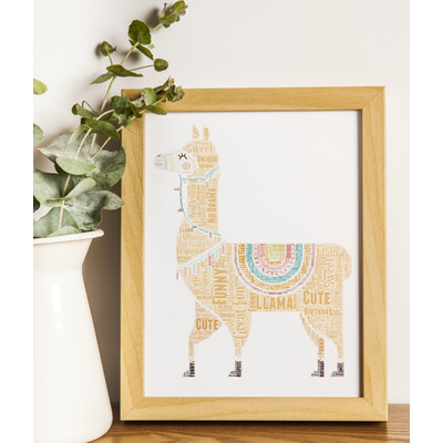 Personalised Llama Word Art Picture Print