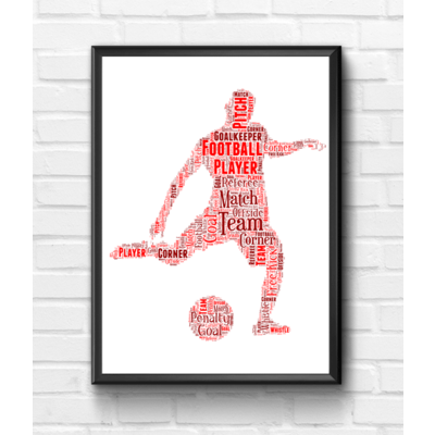 Personalised Male Football Player - Word Art Gift