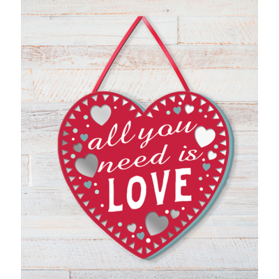 All You Need Is Love - Heart Shaped Plaque