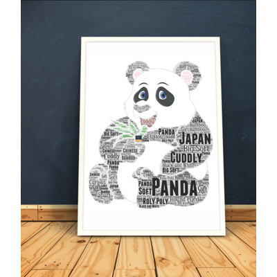 Personalised Giant Panda Word Art Picture Print Gift