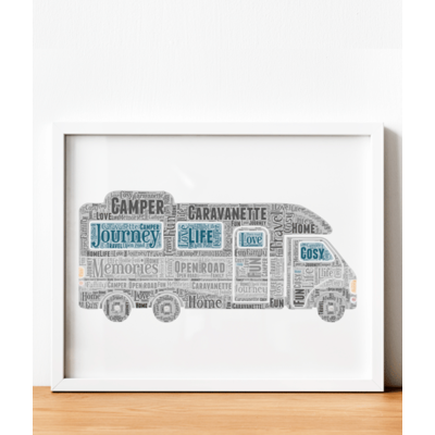 Caravanette Camper Word Art - Motorhome Picture Frame Gift