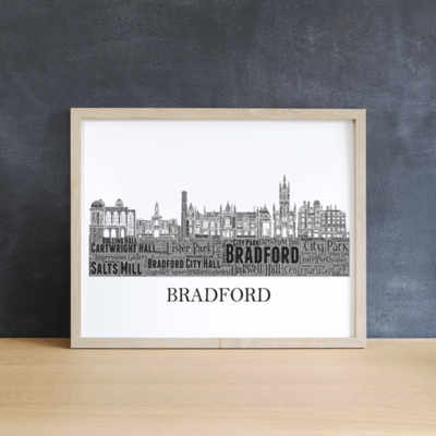 Personalised Bradford City Skyline Word Art Picture Print