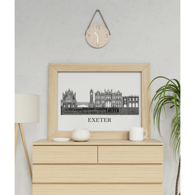 Personalised Exeter Skyline Word Art Picture Print