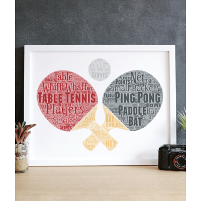 Personalised Table Tennis Word Art Picture Print