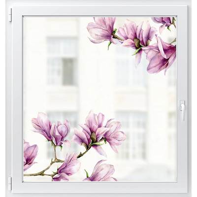 2x Pink Magnolias Window Decal Corners - Large