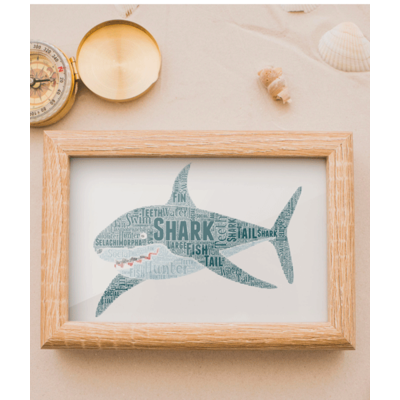 Shark Word Art Print - Personalised Picture Frame