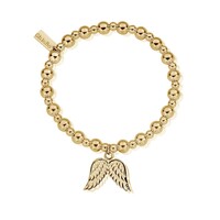 Mini Small Ball Bracelet With Double Wing Charm - Gold