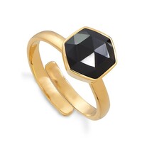 Image of Firestarter Adjustable Ring - Black Spinel & Gold