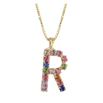 Initial R Letter Necklace - Gold