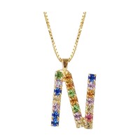 Image of Initial N Letter Necklace - Gold