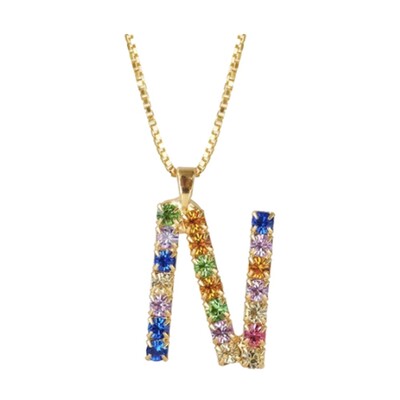 Initial N Letter Necklace - Gold
