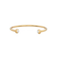 Image of Pearl & Twisted Smooth Open Pearl Cuff Bracelet - Gold