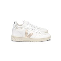 Image of V-10 Leather Trainers - Extra White, Platine & Silver