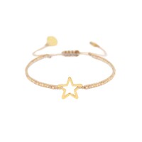 Image of Melted Star Beaded Bracelet - Gold & Cream