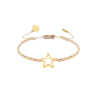 Melted Star Beaded Bracelet - Gold & Cream