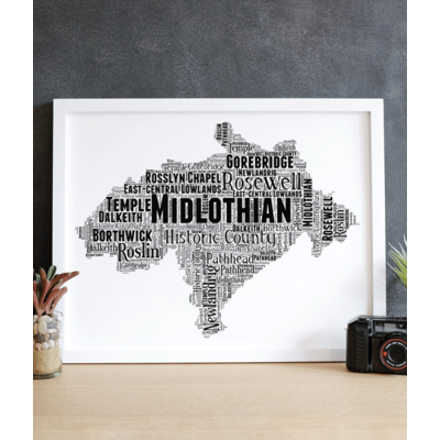 Midlothian - Personalised Word Art Map